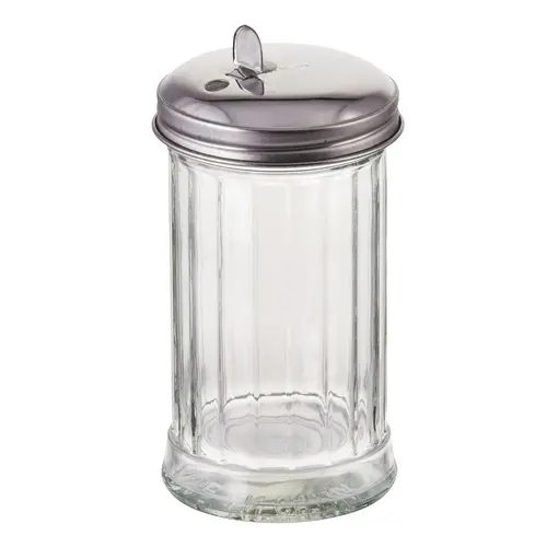 12-Ounce Glass Sugar Pourer With Silver-Plated Flip Top – Winco G-102 | Denson Cfe 1