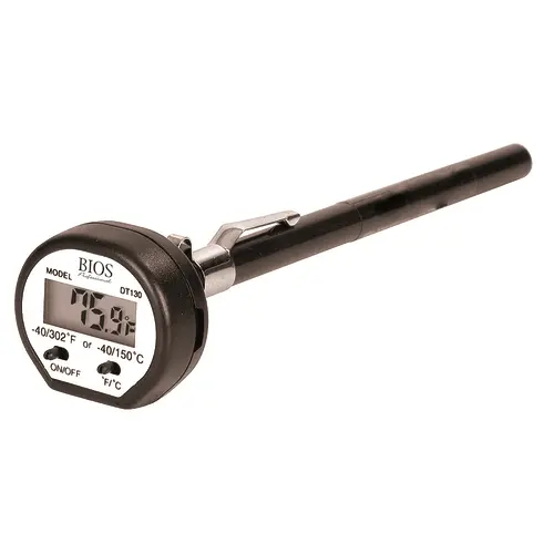 Bios Dt130 Instant-Read Digital Pocket Thermometer: Slim Stainless Steel Stem & Backlit Lcd | Precision Food Safety Tool By Denson Cfe 1