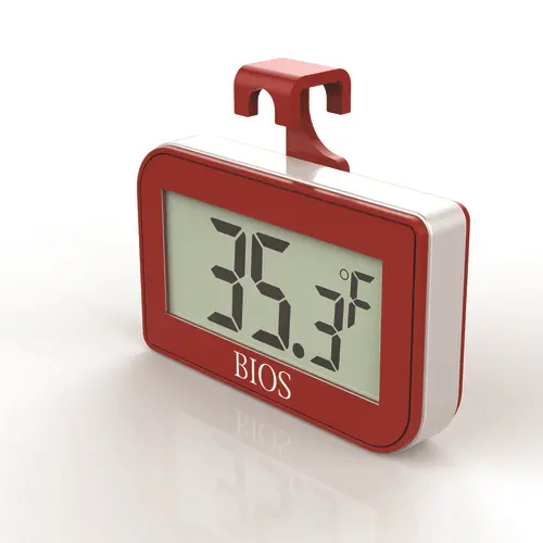 Bios Dt133 Digital Fridge/Freezer Thermometer: On/Off Switch, Hanging Hook & Lr113 Battery | Red-Display Cold Storage Thermometer By Denson Cfe 1