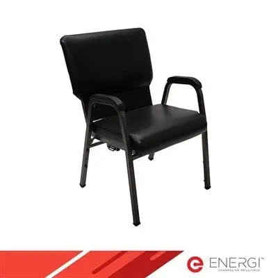 Black Vinyl Upholstered Armchair With Matching Backrest 1