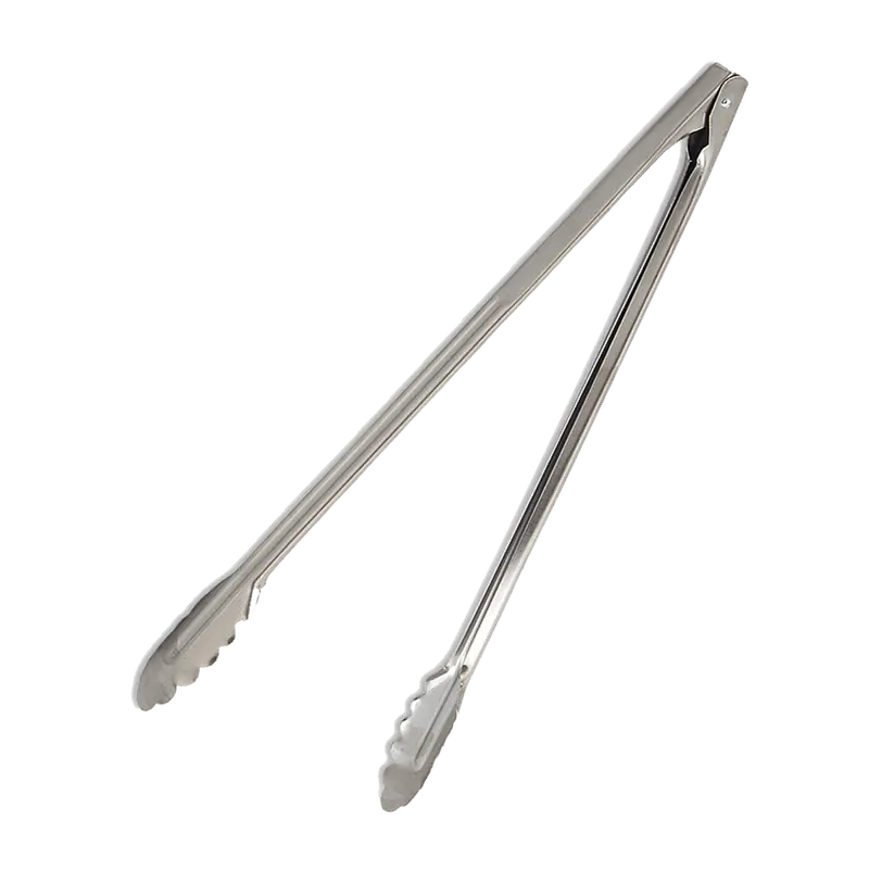Browne 4513 16-Inch Stainless Steel Utility Tongs — Coil Spring, Scalloped Tips | Denson Cfe 1