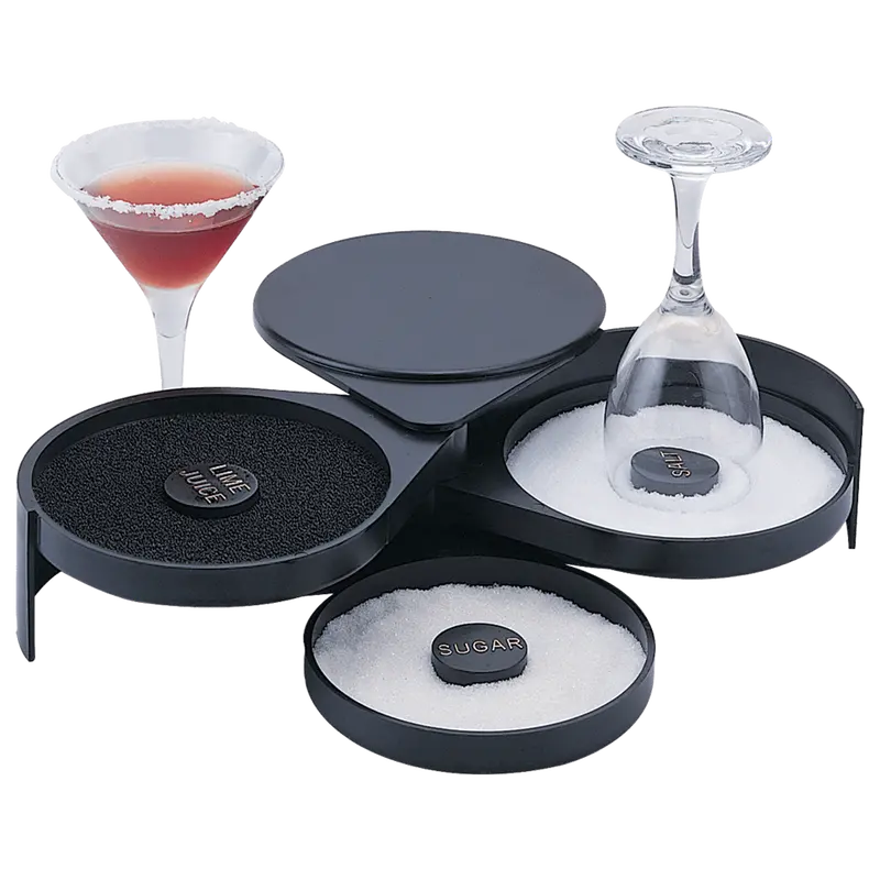 Browne 574834 Three-Tier Black Glass Rimmer For Salt, Sugar & Seasonings | Denson Cfe 1
