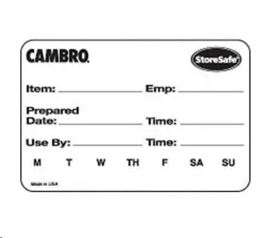 Cambro 1252Slb250 Storesafe Label Roll – 2" X 1.25", White (250 Per Roll) 1