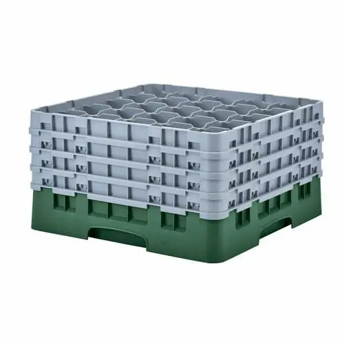 Cambro Sherwood Green Glass Rack – 25-Compartment Camrack With 4 Extenders | Denson Cfe 1