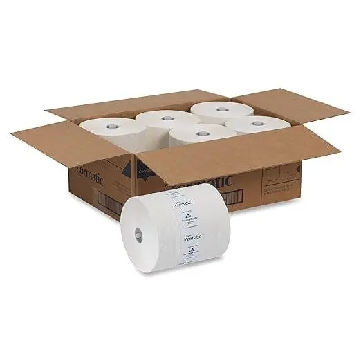 Cormatic 2930P Hardwound White Paper Towel Roll – 8.25" X 702', No Slot, 6-Roll Pack 1