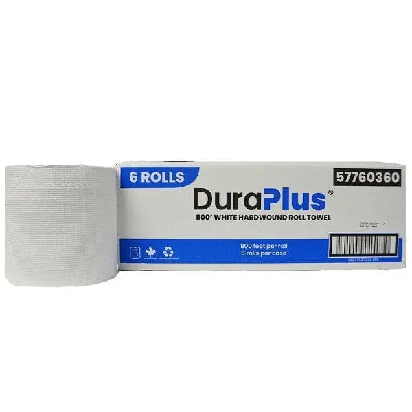Dura Plus Hardwound Virgin Paper Towel Rolls – 800-Foot, 1-Ply, White (57760360) 1