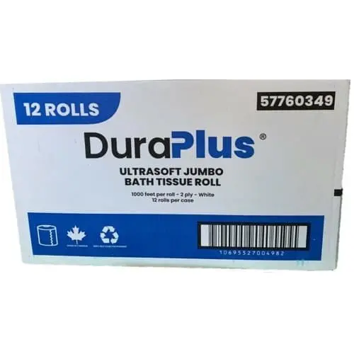 Duraplus Dp0349 Jumbo 2-Ply Bathroom Tissue – Universal High-Capacity Toilet Paper Roll 1