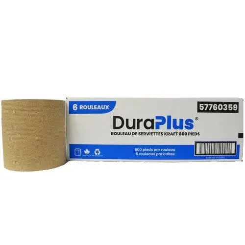 Duraplus Hardwound Kraft Paper Towel Roll – 800-Foot Length | High-Absorbency Core | Denson Cfe 1