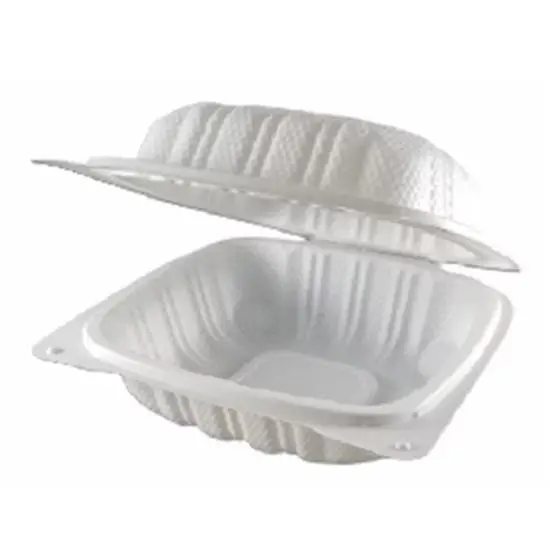 Eco-Friendly 6-Inch Hinged Takeout Containers – Recyclable Food Packaging (6" × 6") | Denson Cfe 1