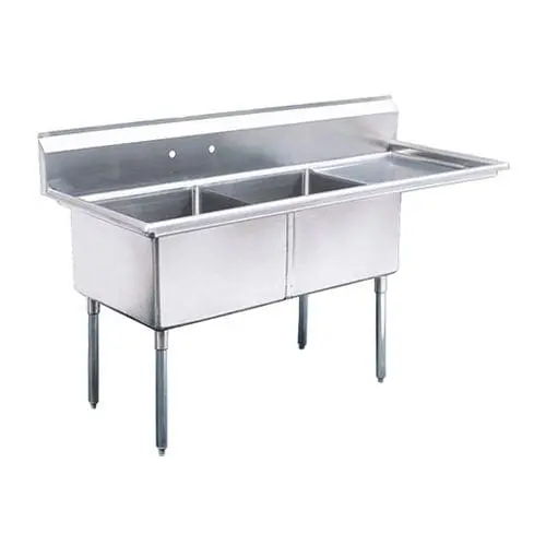 Efi Si824-2R-Dw Two-Compartment Stainless Steel Pot Sink — 24" X 24", Left-Side Dishwasher Drainboard | Denson Cfe 1