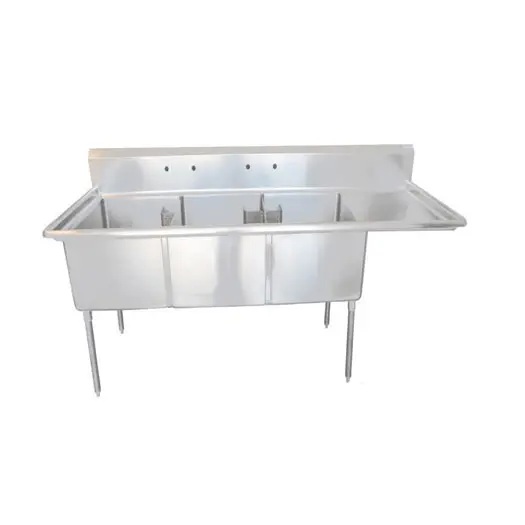 Efi Si824-3R Corner Drain Triple Compartment Sink – 24" X 24" X 14", Right Drain Board | Denson Cfe 1