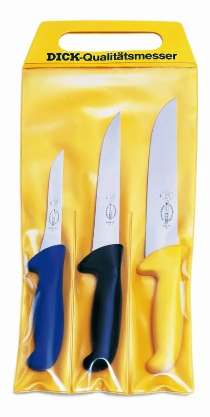 F.Dick Ergogrip Color-Coded Knife Set – 3-Piece Assorted (Red, Blue, Yellow) | Denson Cfe 1
