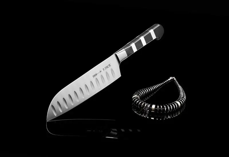 F.Dick Kullenschliff Santoku Knife – 7-Inch Black Japanese-Style Blade | Denson Cfe 1