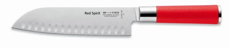 F.Dick Red Spirit Santoku Knife – 7-Inch Kullenschliff (Granton) Edge | Denson Cfe 1