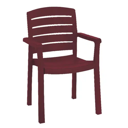 Grosfillex Acadia Bordeaux Resin Outdoor Armchair — Stackable, Weather-Resistant | Denson Cfe 1
