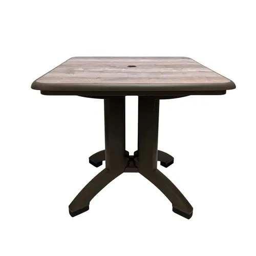Grosfillex Aquaba 32-Inch Square Resin Outdoor Table With Bronze-Finished Legs 1
