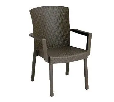 Grosfillex Havana Espresso Classic Stacking Resin Armchair (Model Us903037) 1