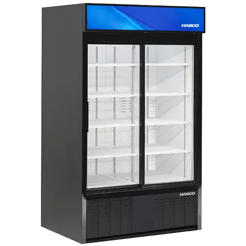 Habco Esm42Hc 47-Inch Double-Slide Glass Door Refrigerated Display Cooler – 42 Cu Ft Capacity | Denson Cfe 1
