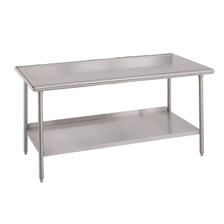 Heavy-Duty Stainless Steel Work Table – 60" W × 30" D, Flat Top, Knockdown Frame 1