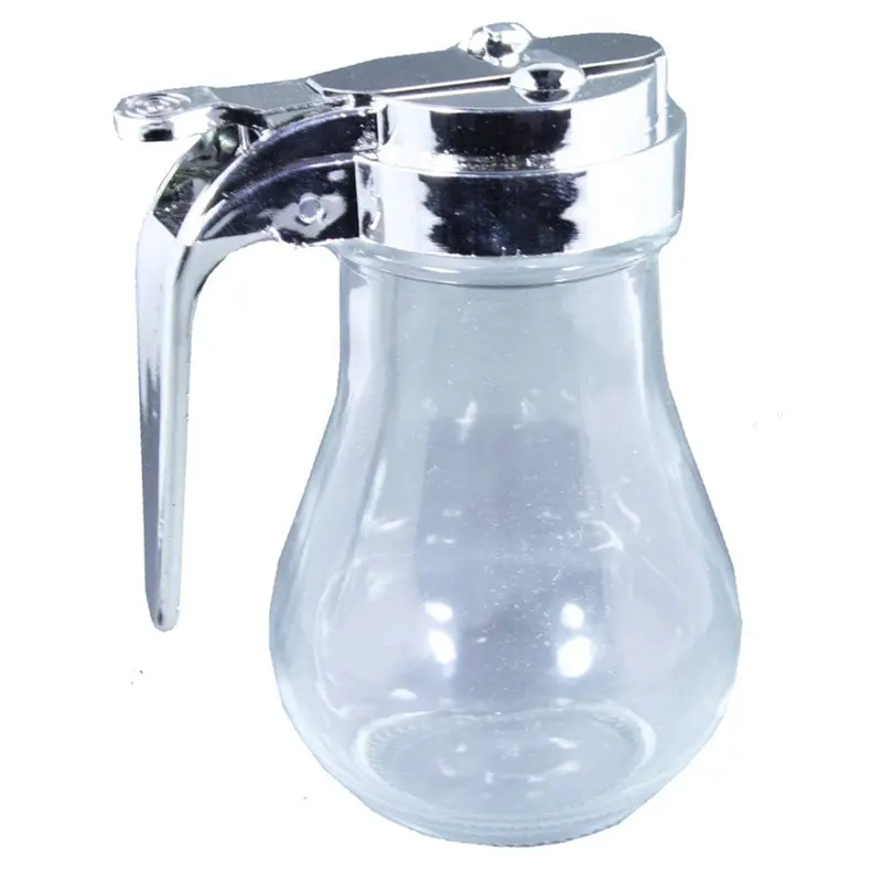 Magnum 6-Ounce Syrup Dispenser – Glass Jar With Stainless Steel Lid & Pour Spout 1