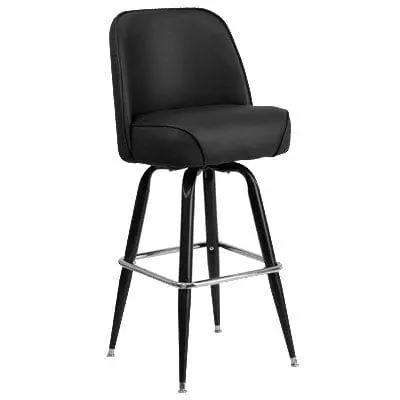 Mid-Back Bar Stool – Black Vinyl Upholstered Seat With Supportive Backrest 1