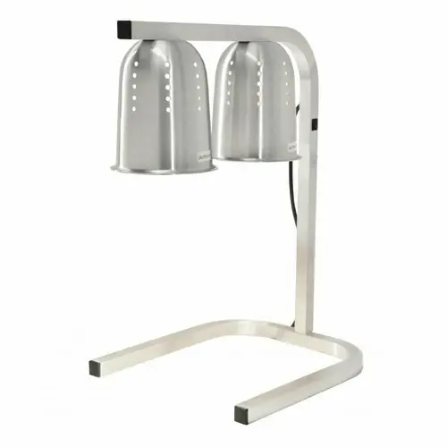 Omcan 21637 Dual-Bulb Commercial Heat Lamp – 2 × 250W, 110V Portable Silver Unit | Denson Cfe 1