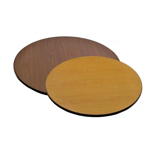Omcan 43166 Round Reversible Table Top – 24" Diameter, Oak & Walnut Laminate 1