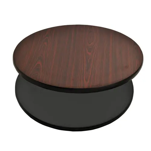 Omcan 43176 24" Round Dual-Tone Table Top – Mahogany And Black Reversible Laminate 1