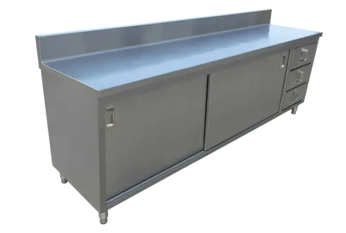 Omcan 43485 72" X 24" Stainless Steel Workstation – Cabinet, Drawers & Sliding Doors | Denson Cfe 1