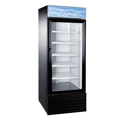 Omcan 50037 Single-Door Glass Refrigerator – 28", 23 Cu. Ft., Black | Denson Cfe 1