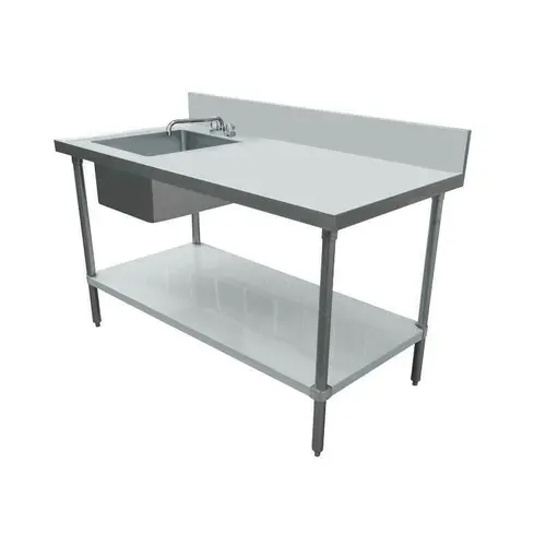 Omcan 60-Inch Stainless Steel Work Table – Left-Side Prep Sink, 18-Gauge, Nsf-Certified 1