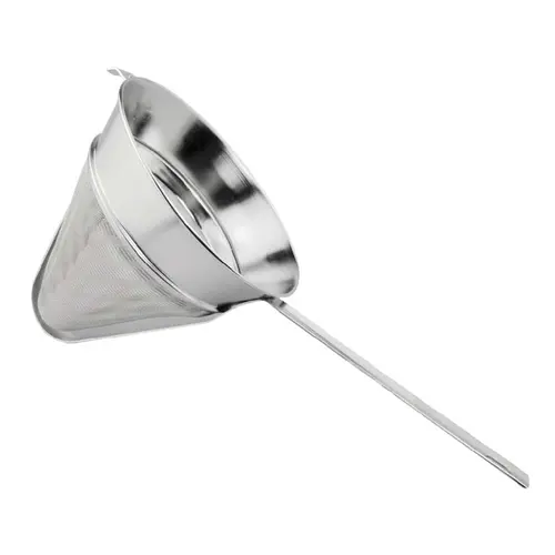 Omcan 80121 Stainless Steel Bouillon Strainer — 10" Diameter, 40-Mesh Flat Handle | Denson Cfe 1