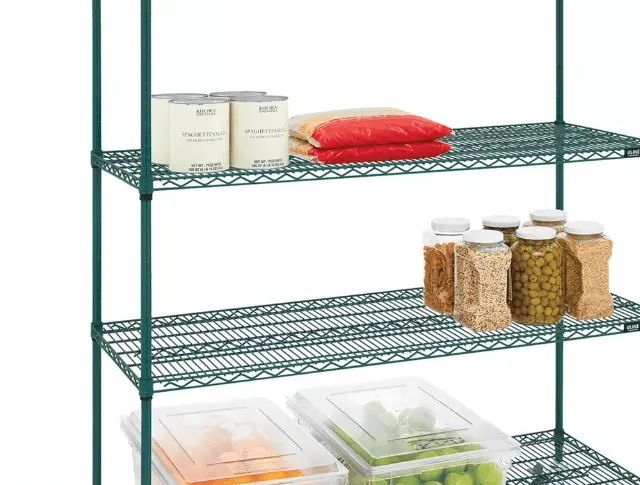 Quantum 1872P Antimicrobial Wire Shelf – 72" W × 18" D, Green Epoxy Coating 1