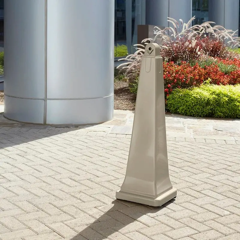 Rubbermaid Fg257088Beig Outdoor Pole-Mount Cigarette Receptacle – Beige Finish 1