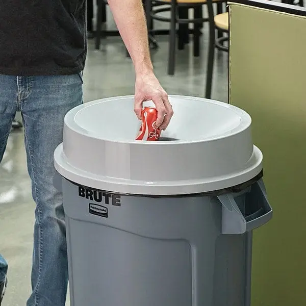 Rubbermaid Fg354300Gray Round Funnel Lid For Trash Cans – Durable Gray Plastic 1