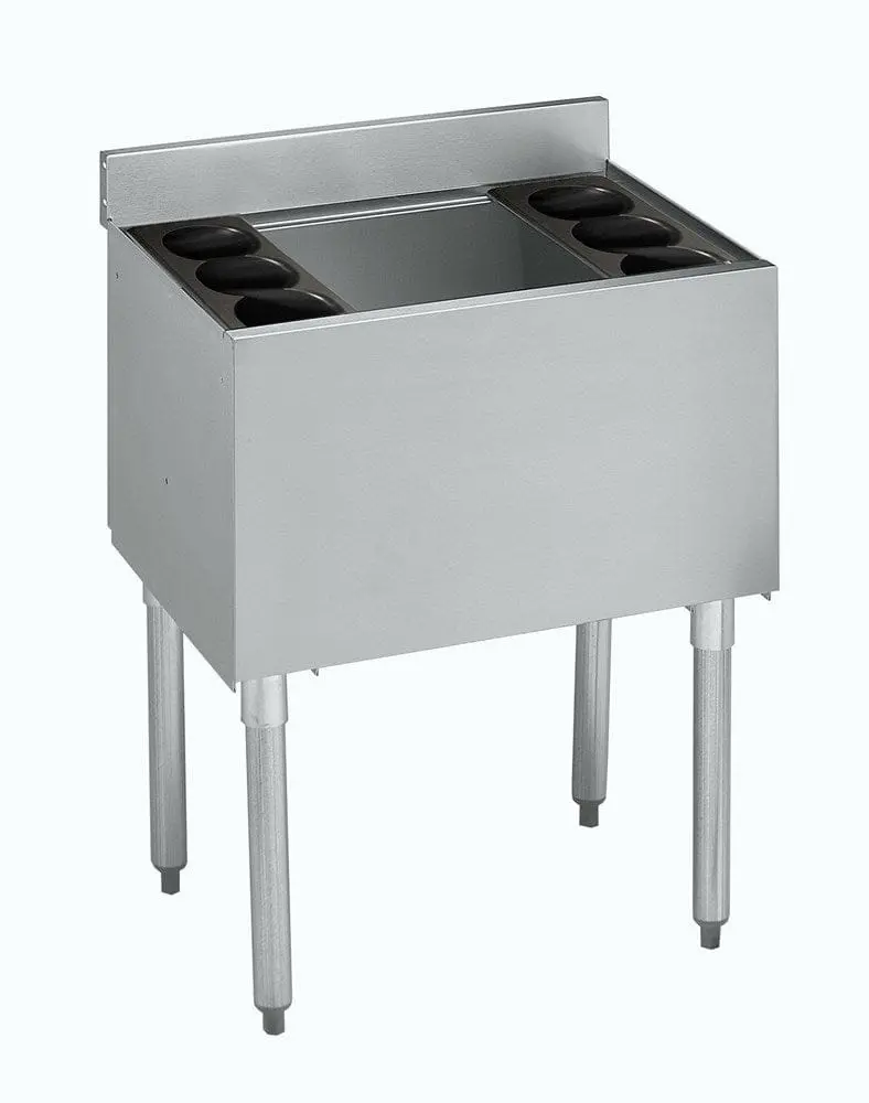Silver 1800 Series 30" Wide Underbar Ice And Cocktail Prep Station — 97 Lb Capacity, Stainless Steel 1