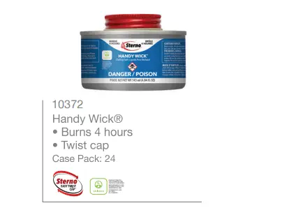 Sterno 10372 Handy Wick Chafing Fuel – 4-Hour Burn Time, Twist-Cap Design, 24 Per Case 1