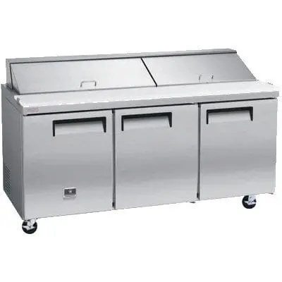 Three-Section Refrigerated Prep Table – 18 Cubic Feet Total Volume 1