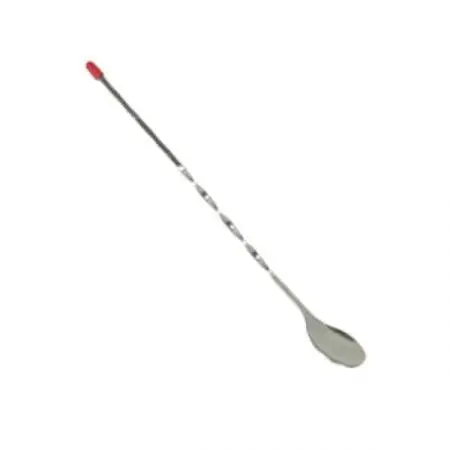 Thunder Group Slkbs011 Stainless Steel Bar Spoon — 11-Inch Twisted Shank With Red Handle 1