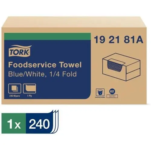 Tork 192181A Foodservice Cleaning Towels – 1/4-Fold, High-Absorbency 1
