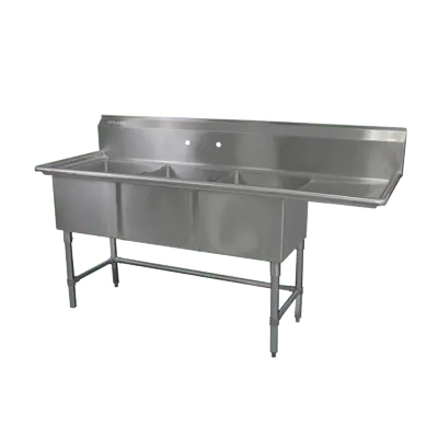 Triple-Bowl Sink – 18" × 21", Right Drain, Stainless Steel, Magnum Ma-S1821-3-R18 1