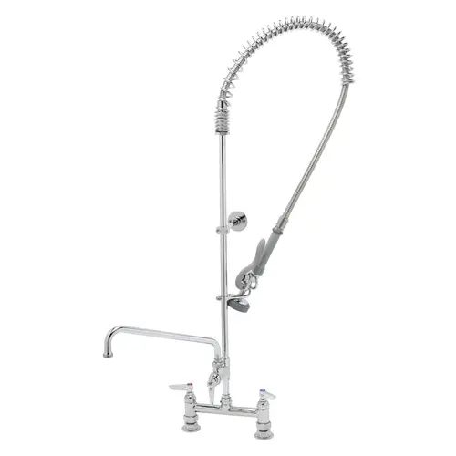 T&S Brass B-0123-Adf12-B Overhead Spring Pre-Rinse Unit – 8" Centers, 44" Hose, 1.15 Gpm Valve & 12" Swivel Nozzle 1