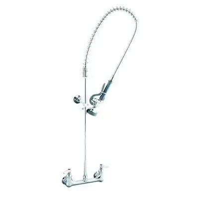 T&S Brass B-0133-B Wall-Mounted Pre-Rinse Faucet – 8" Spout, 44" Hose, 1.15 Gpm 1