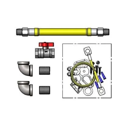 T&S Safe-T-Link Gas Connector Hose – 48" Freespin Quick Disconnect With Ball Valve & Restraint Cable 1