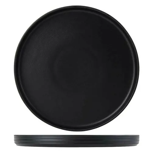 Tuxton Vbas106 Matte Black 10.75" Straight-Sided China Plate – Case Of 12 1