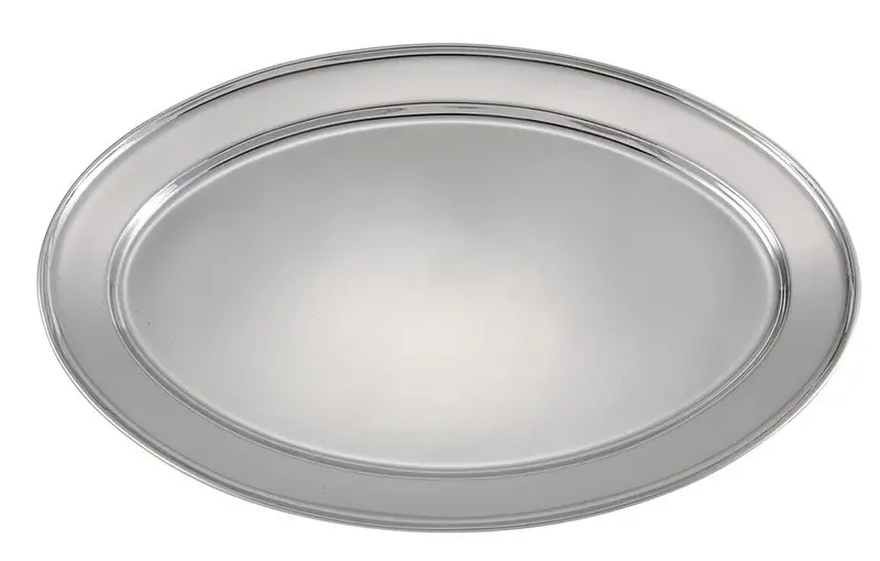 Winco 20" X 13.75" Oval Stainless Steel Serving Platter – Elegant Presentation Surface | Denson Cfe 1