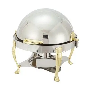Winco 308A Vintage-Style 6-Quart Stainless Steel Chafer With Gold Accents | Denson Cfe 1