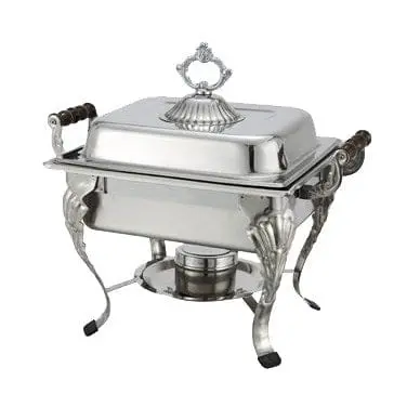 Winco 508 Crown Half-Size Square Chafer With Dome Lid And Wood Handles | Denson Cfe 1
