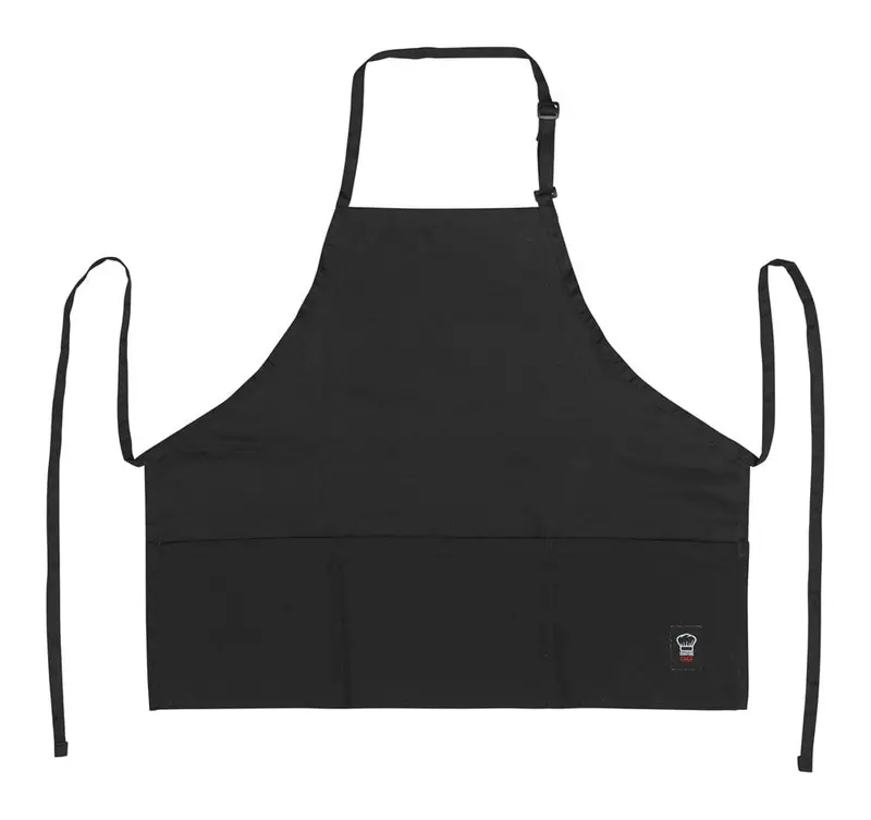 Winco Ba-2724K Signaturechef Mid-Length Black Bib Apron – Three-Pocket Design With Adjustable Neck Strap | Denson Cfe 1