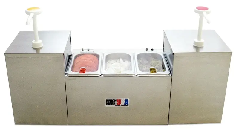 Winco Benchmark 52001 Condiment Station With Ice Packs, Dual Pumps & Triple Wells | Denson Cfe 1